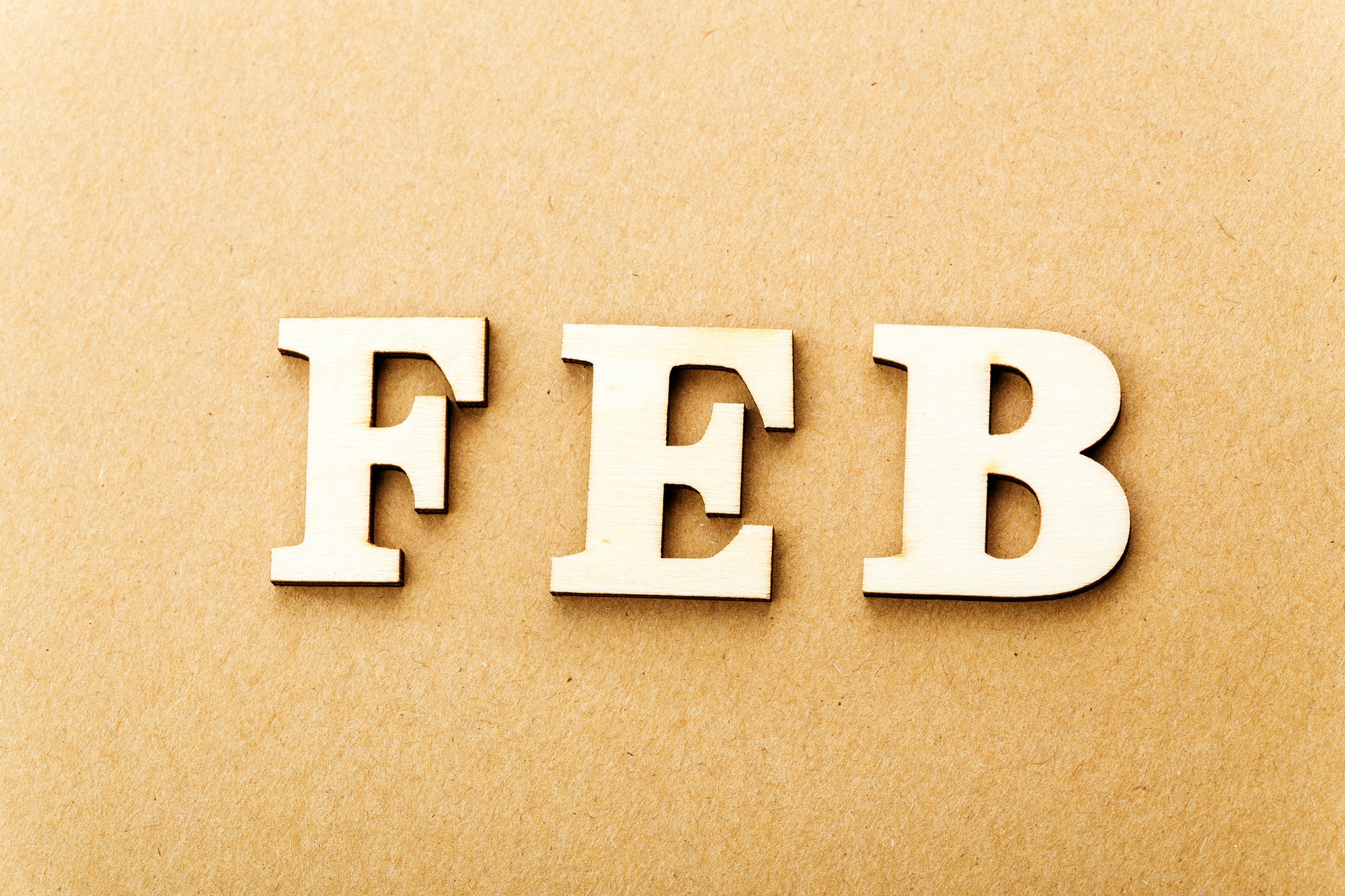 Wooden text for February
